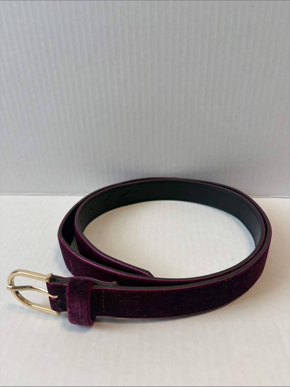 Banana Republic Women's Velvet Plum Belt with Gold Buckle L